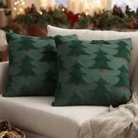GEEORY Christmas Pillow Covers 18x18 Inch Set of 2, Christmas Decorations Xmas Tree Soft Plush Fluffy Faux Fur Decorative Throw Pillows Rustic Winter Decor Cushion Case Beige Brown GC034-18