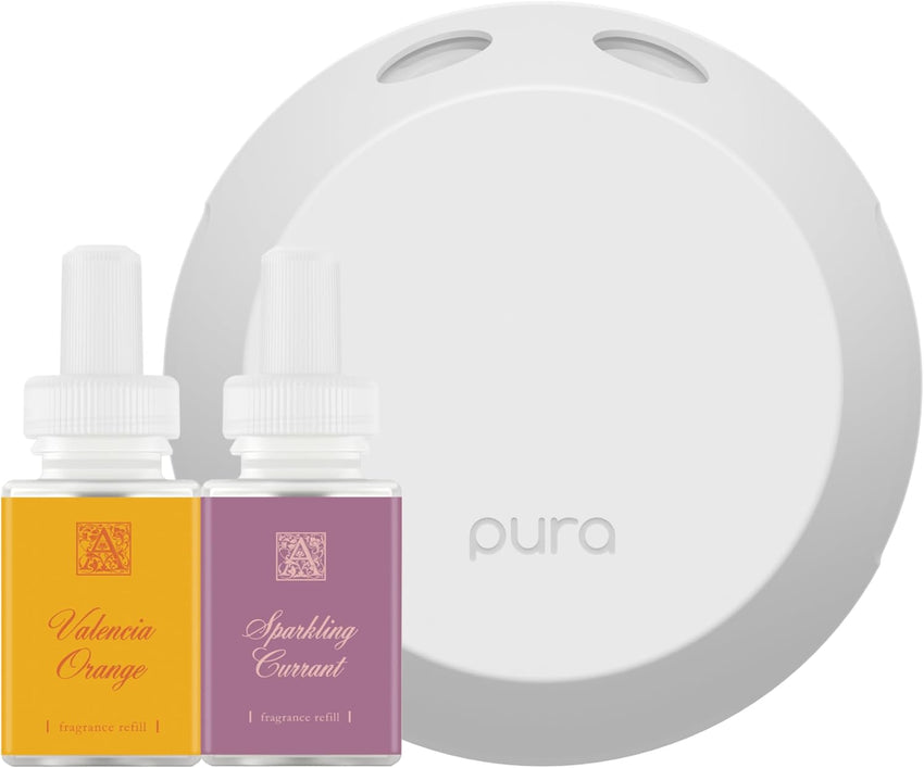 Pura Smart Home Fragrance Device Starter Set - Pura 4 - Scent Diffuser for Home - Includes Fragrance Aroma Diffuser - Square Box, Maui Mango and Signature Island Blend Scent Refills