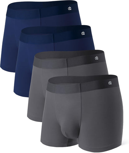 DAVID ARCHY Men's Underwear Trunks Modal Support Pouch Ultra Soft Breathable Seamless Underwear for Men 4 Pack