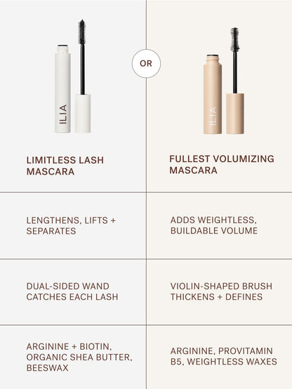 ILIA - Limitless Lash Mascara | Lightweight, Nourishing, Lengthening, Lifting | Flake + Smudge-Resistant | Non-Toxic, Cruelty-Free, Ophthalmologist-Tested, Safe For Sensitive Eyes (Soft Black)