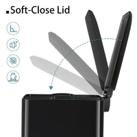 Arlopu 13.2 Gal Slim Kitchen Trash Can with Lid, 50L Stainless Steel Garbage Can, Large Kitchen Rubbish Can, Step Trash Bin w/Foot Pedal and Inner Bucket, Bathroom Trash Can Airtight (Black)