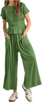 Summer Pants Set Women 2 Piece Lounge Matching Set Casual Outfit with Pockets for Travel Shopping Boho Chic Outfit