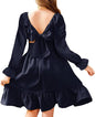 Arshiner Girls Dresses Long Sleeve Tie Back Fall Winter Off Shoulder Dress Kids Clothes