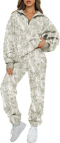 AUTOMET Women's Sweatsuits 2 Piece Outfits Lounge Sets Long Sleeve Half Zip Pullover and Baggy Sweatpants with Pockets