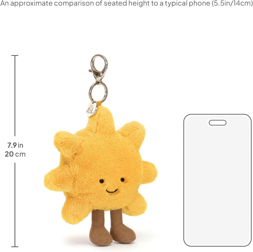 Jellycat Amuseables Sun Bag Charm, 5.5 inches - Sun Plush Keychain - Great Gift Idea