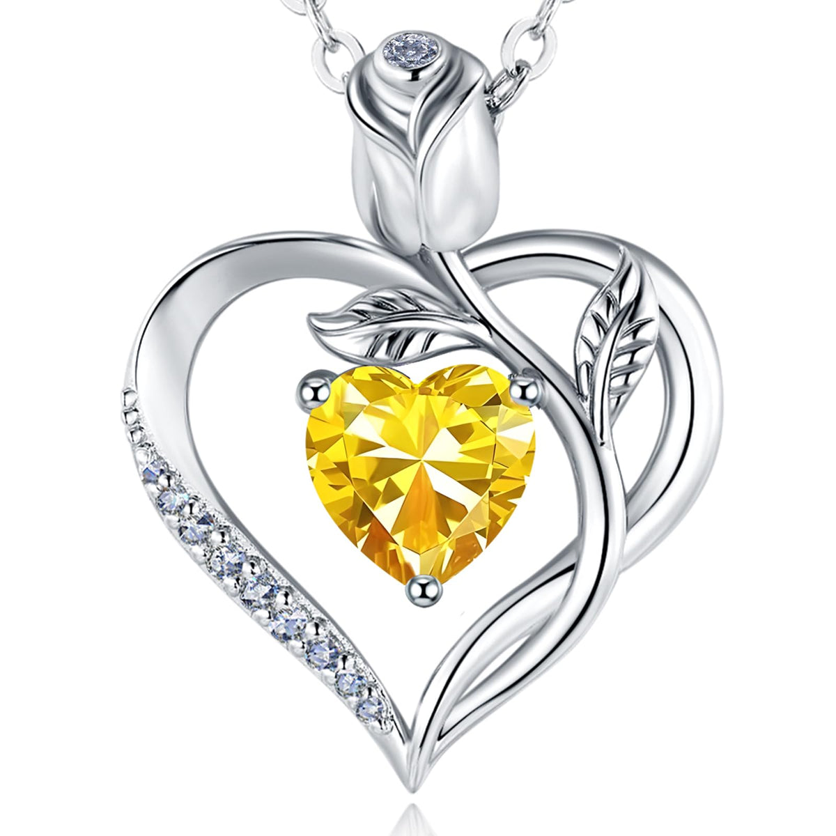 Women's Heart Pendant Necklace – 1.2CT Moissanite or Lab-Grown Sapphire, Ruby & Emerald
