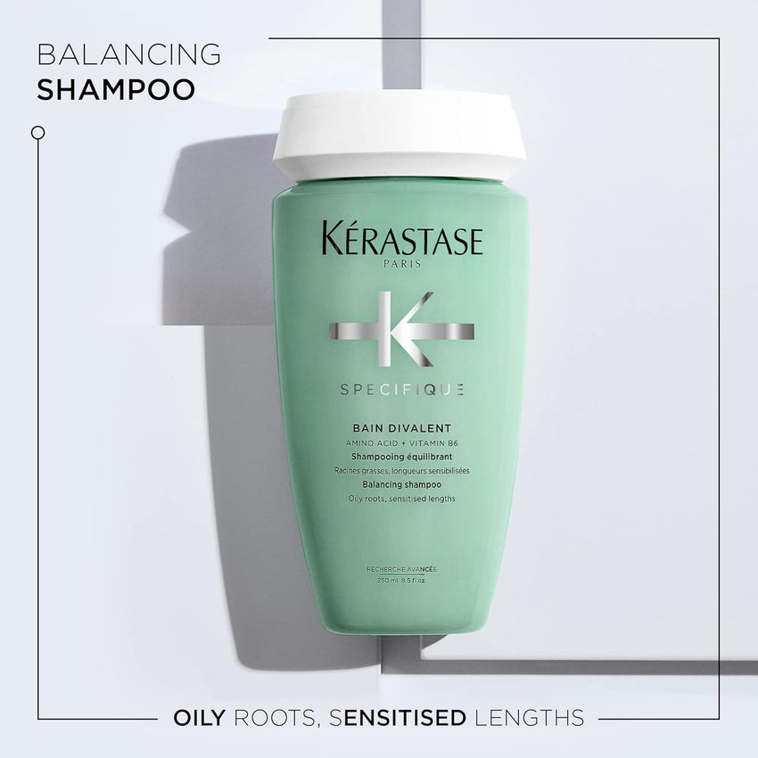 Kerastase Specifique Balancing Shampoo For Oily Scalp & Hair - Cleanses Oil From Roots and Hydrates Dry Hair Ends