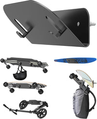 NOTMBESTM Wall Mount Holder for Skateboard/Snowboard/Longboard, Skate Deck Wall Mount Fit for Scooters/Skis Wall Hanger Display, Skateboard Shelf Rack 2.0mm Thick Metal Heavy-Duty with Hooks