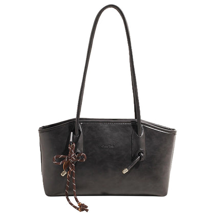 Shoulder Bag for Women Brown Purse Vintage Leather Shoulder Handbag Trendy Everyday Purse with Pendant