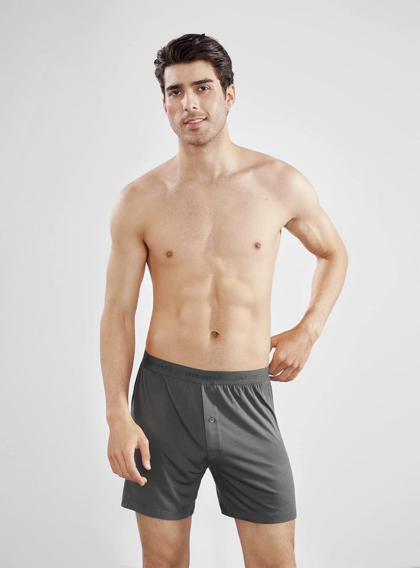 DAVID ARCHY Mens Underwear Bamboo Rayon Boxers for Men Breathable and Cool Men's Boxer Shorts with Button Fly 3 or 5 Pack