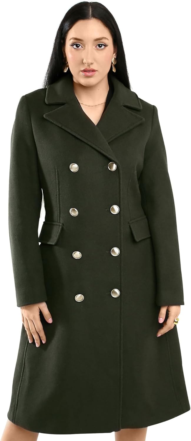 Vince Camuto Winter Coats - Women Double-Breasted Faux Collar Wool Womens Jacket