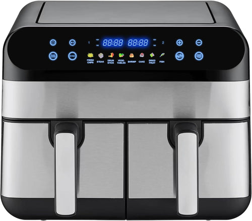 Panana XL 9.5 Quart 8 Preset Cooking Functions 2-Basket Air Fryer with 2 Frying Baskets, Match Cook & Smart Finish to Bake, Roast, Reheat, Broil, Dehydrate & More for Quick, Easy Meals