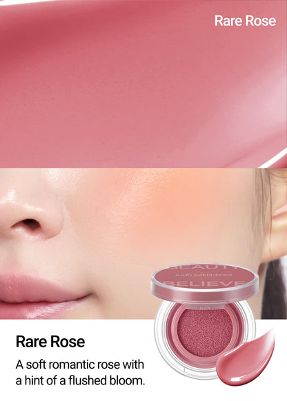 JUNGSAEMMOOL Artist Cushion Blush (Dewy Coral) | Easy to Blend, Lightweight, Hydrating Korean Makeup Cushion Blush for Dewy & Glowing Cheeks
