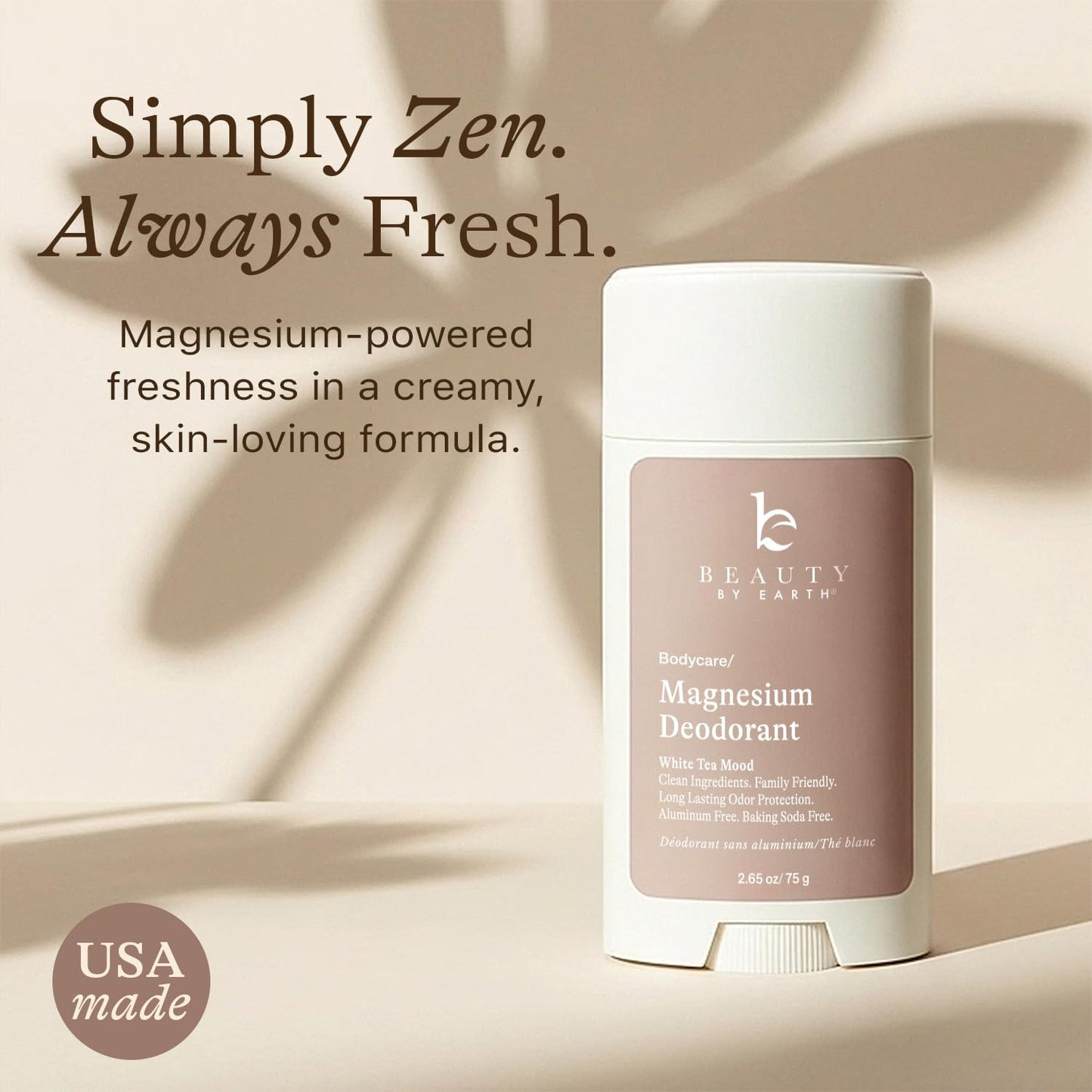 Aluminum Free Deodorant for Women – USA Made Natural Magnesium Deodorant with 55% Organic Ingredients, Baking Soda Free, Long-Lasting All-Day Odor Protection, Non-Irritating for Kids & Sensitive Skin