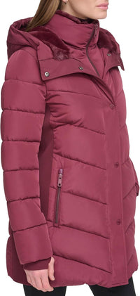 Calvin Klein womens Long Chevron Bib-front Light-weight Jacket