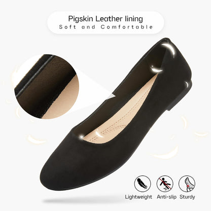 Shupua Flats for Women Round Toe Black Ballet Flats Work Shoes, Size 7Shupua Flats for Women Round Toe Black Ballet Flats Work Shoes, Size 7