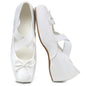 Women's Ballet Flats Square Toe Criss Cross Straps with Bow Low Wedge Shoes