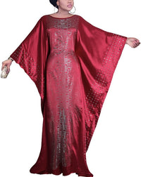 HD African Dresses for Women Fashion Beading Rhinestone Kaftan Maxi Dress