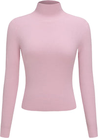 CIDER Mock Turtleneck Tops for Women Ribbed Knit Long Sleeve Slim Fitted Fall Solid Sweater T Shirts