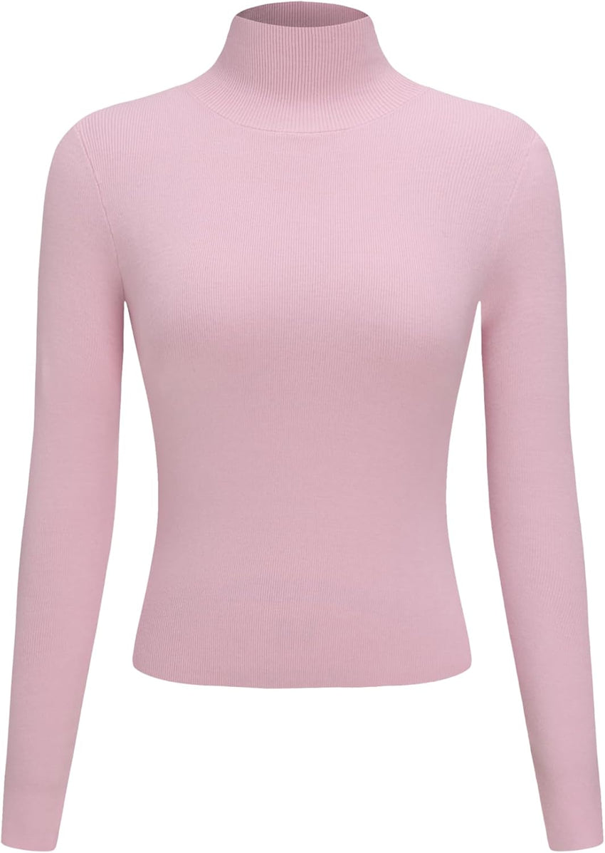 CIDER Mock Turtleneck Tops for Women Ribbed Knit Long Sleeve Slim Fitted Fall Solid Sweater T Shirts