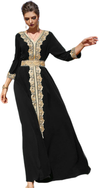 ODIZLI Abaya Dress for Women Dubai Sadui Bead Moroccan Kaftan Fancy Eid Dress