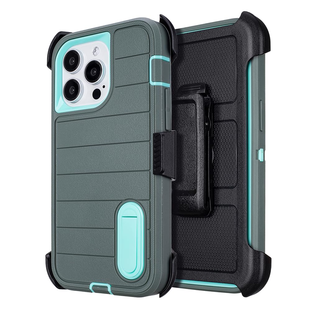 for Phone Case iPhone 15 Pro Max Case Black with Belt Clip Heavy Duty Holster for Shockproof Cases,3 Layers of Sturdy,Military Grade Defender Cover for iPhone 15 Pro Max Cases Black 6.7 Inch