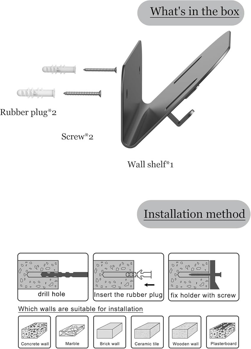 NOTMBESTM Wall Mount Holder for Skateboard/Snowboard/Longboard, Skate Deck Wall Mount Fit for Scooters/Skis Wall Hanger Display, Skateboard Shelf Rack 2.0mm Thick Metal Heavy-Duty with Hooks