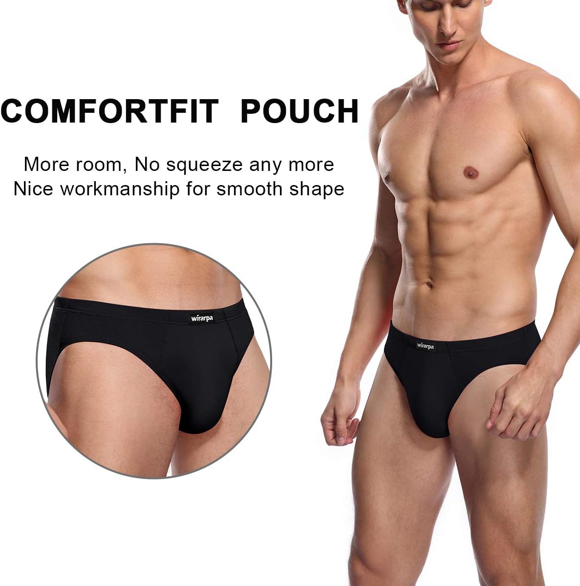 wirarpa Men's Underwear Modal Microfiber Briefs No Fly Covered Waistband Silky Touch Underpants 4 Pack