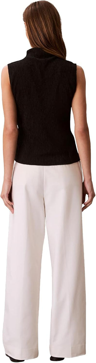 Calvin Klein Womens Textured Knit Mock Neck Top