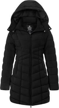wantdo Women's Puffer Jacket Warm Padded Winter Coat Long Quilted Jacket (Available in Plus Size)