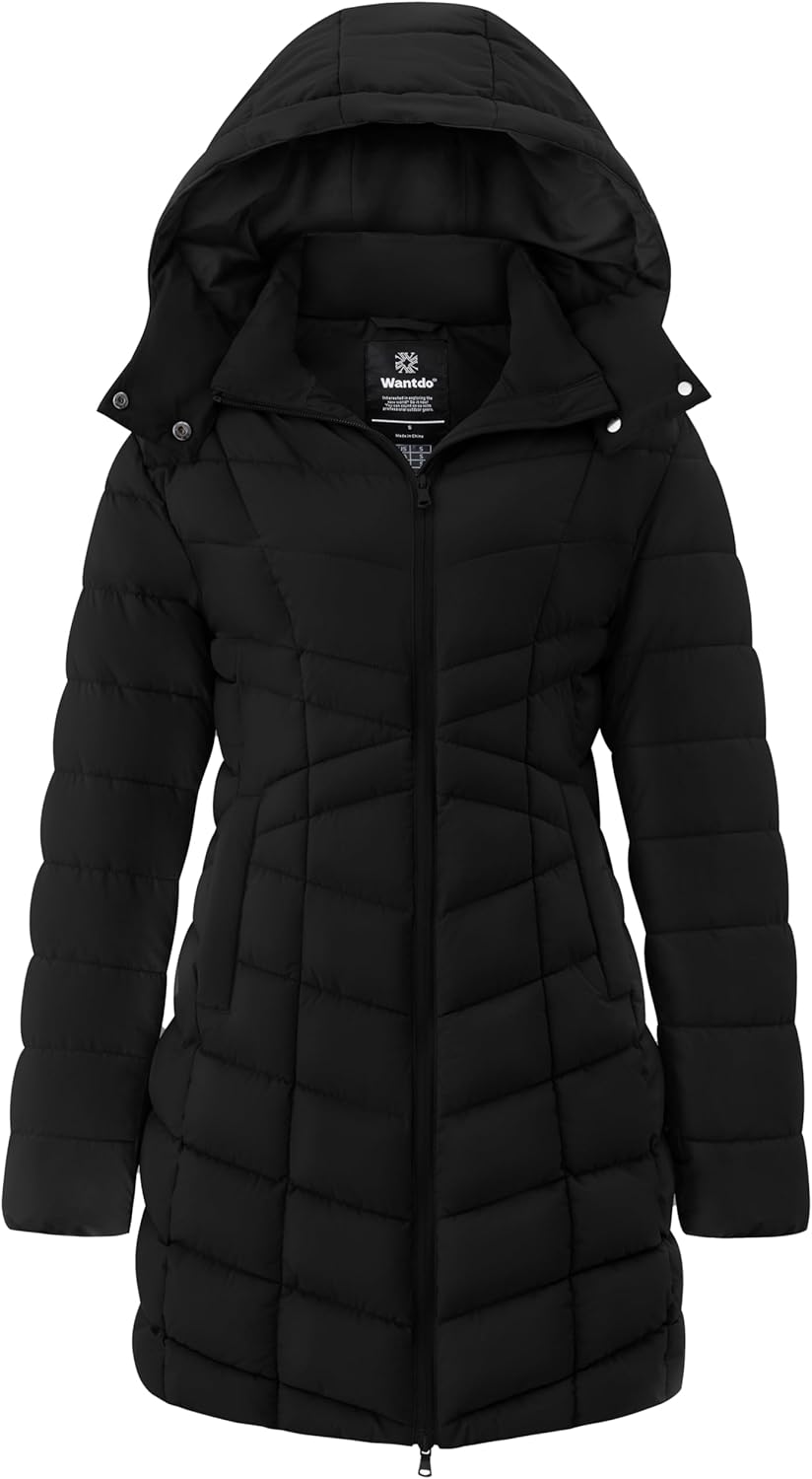 wantdo Women's Puffer Jacket Warm Padded Winter Coat Long Quilted Jacket (Available in Plus Size)
