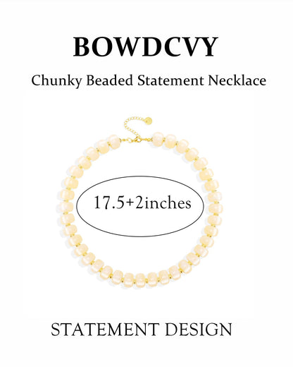 Chunky Beaded Statement Necklace for Women Trendy Colorful Boho Resin Bead Choker Necklaces Summer Handmade Jewelry Gifts Accessories