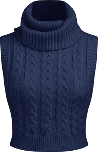 CIDER Women’s Sleeveless Sweater Tops Turtle Necks Cable Knit Croped Vest Tank Top