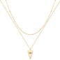 MEVECCO Layered Heart Necklace Pendant Handmade 18k Gold Plated Dainty Gold Choker Arrow Bar Layering Long Necklace for Women