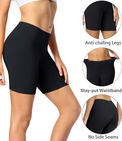 wirarpa Women's Cotton Boy Shorts Underwear Anti Chafing Soft Biker Short Plus Boy Shorts Panties 4 Pack