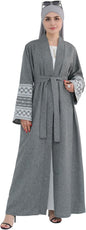 Women Abaya Muslim Prayer Dress Embroidered Sleeves Cardigan Kaftan Islamic Dubai Robe Casual Modest Abaya Dress