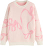 CIDER Womens Sweater Bow Knot Cute Y2k Long Sleeve Crew Neck Pullover Tops