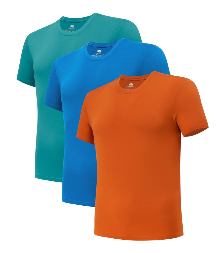 DAVID ARCHY Men's Undershirt Bamboo Rayon Moisture-Wicking Crewneck T-Shirts Stretch Tees for Men, 3 or 5 Pack