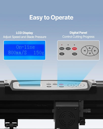VEVOR 34inches Vinyl Cutter Machine, Bluetooth Cutting Plotter Machine, 400in/10m Accuracy Steel Roller Shaft Adjustable Speed Force, SignMaster Tool Kit for Sign Making Windows & Mobile