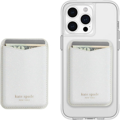 kate spade new york Morgan Magnetic Phone Wallet/Card Holder - Compatible with MagSafe Phones and Cases - Chalk Pink