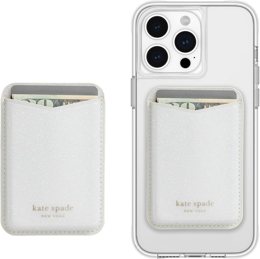kate spade new york Morgan Magnetic Phone Wallet/Card Holder - Compatible with MagSafe Phones and Cases - Chalk Pink