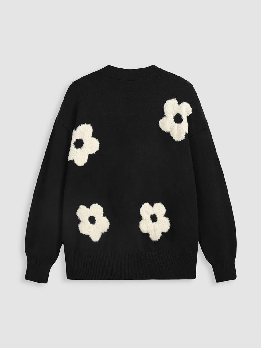 CIDER Womens Cardigan V Neck Floral Cardigan for Women Knit Button Down 2024 Fall