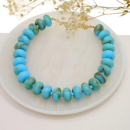We We Chunky Colorful Beaded Necklace for Women Large Boho Statement Bead Chokers Necklaces Turquoise Blue Big Beads Jewelry Neck Summer Beach