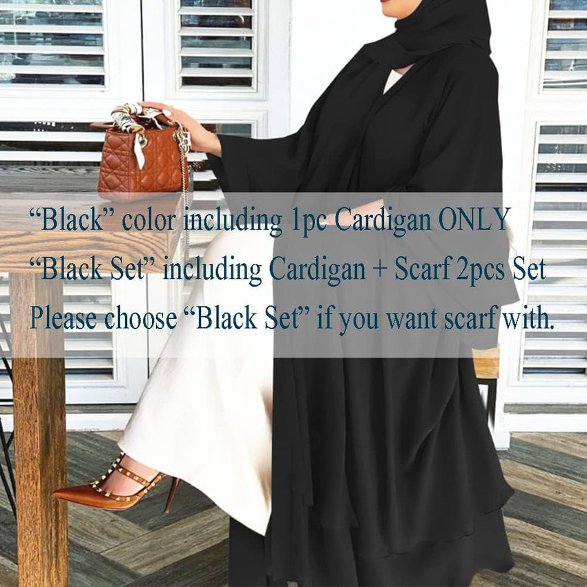 Abayas for Women Muslim Dubai Dress Solid Loose Fit Long Cardigan Islamic Kaftan Robe Open Front Maxi Length