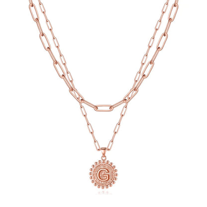 Yoosteel Layered Initial Necklaces for Women Trendy - 14K Gold-Plated Dainty Layering Paperclip Chain Coin Initial Necklace Jewelry Gifts for Women Mom Wife Teen Girls