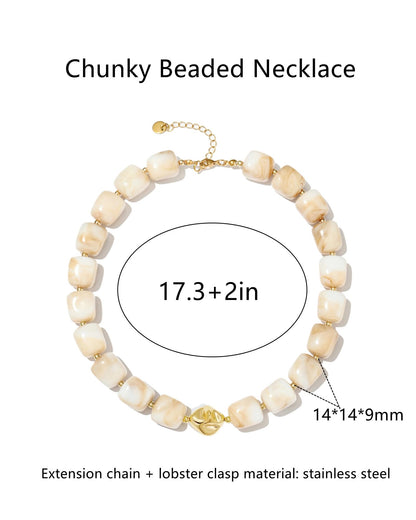 Chunky Beaded Statement Necklace for Women Trendy Colorful Boho Resin Bead Choker Necklaces Summer Handmade Jewelry Gifts Accessories