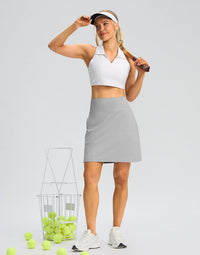 SANTINY 18" Skorts for Women 3 Pockets High Waist Long Athletic Tennis Skirt Golf Skort for Casual Summer Travel