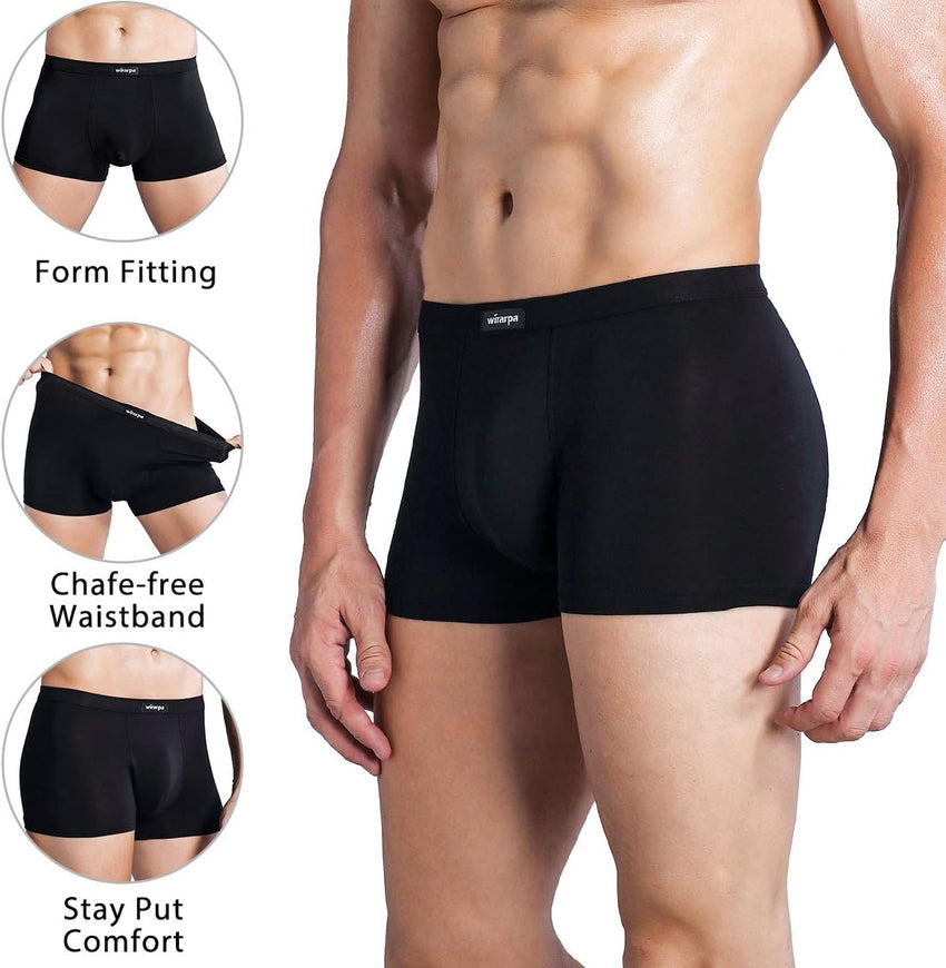 wirarpa Men's Breathable Modal Microfiber Trunks Underwear Covered Band Multipack
