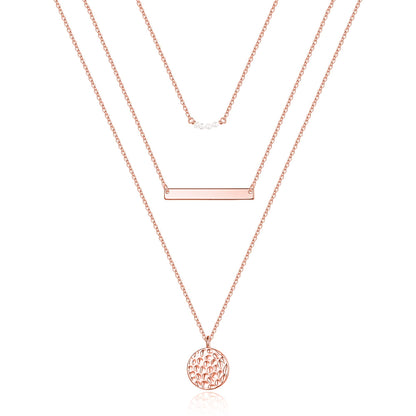 Turandoss Dainty Layered Choker Necklace, Handmade Y Pendant Necklace Multilayer Bar Disc Necklace Adjustable Layering Choker Necklaces for Women