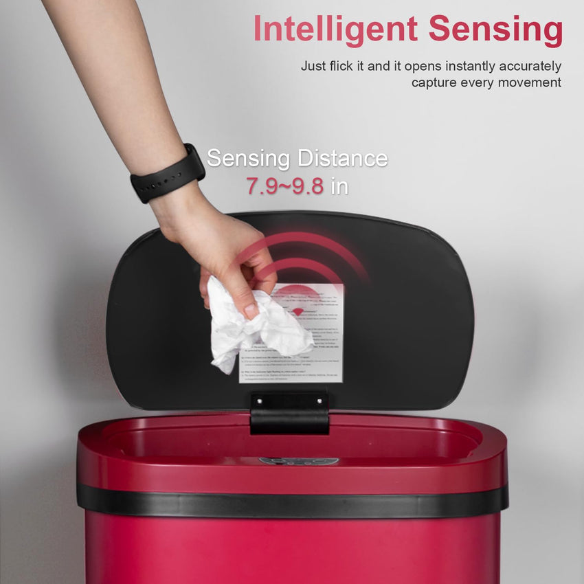 FDW Garbage Can 13 Gallon 50 Liter Kitchen Trash Can for Bathroom Bedroom Home Office Automatic Touch Free High-Capacity with Lid Waste Bin